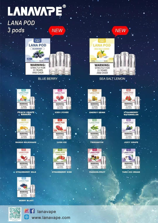 LANA 2/5代 透明煙彈 3粒 (RELX 4/5/6代通用) 電子煙 煙彈 煙機 煙桿 煙槍 現貨庫存 可批發 零售 發貨快 香港